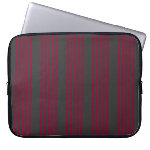 Burgundy red and charcoal five stripe pattern laptop sleeve