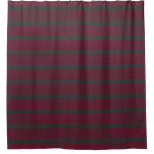 Burgundy red and charcoal five stripe pattern shower curtain