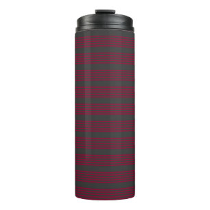 Burgundy red and charcoal five stripe pattern thermal tumbler