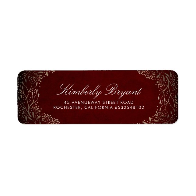 Burgundy Red and Faux Gold Foil Baby's Breath (Front)