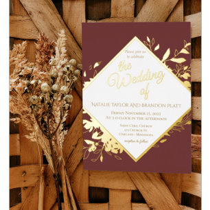 Burgundy Red And Gold Fall Wedding