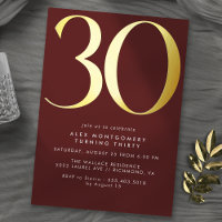 Burgundy Red and Gold | Luxe Maroon 30th Birthday