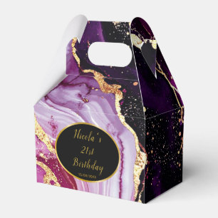 Burgundy Red and Gold Marble Agate Birthday Party Favour Box