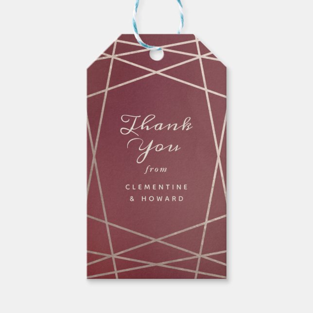 Burgundy Red and Gold Thank You Gift Tag (Front)
