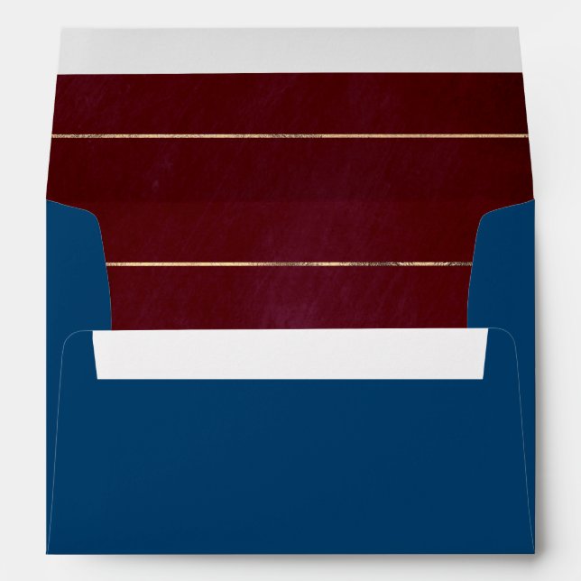 Burgundy Red and Navy Blue Elegant Envelope (Back (Bottom))