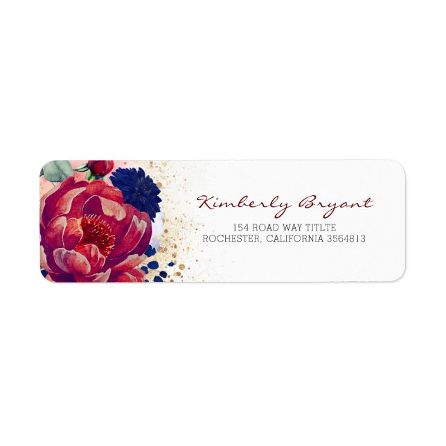 Burgundy Red and Navy Blue Floral (Front)