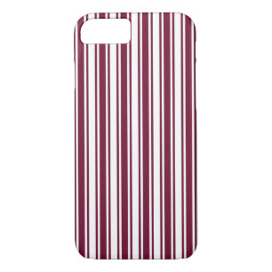 Burgundy red and white candy stripes Case-Mate iPhone case