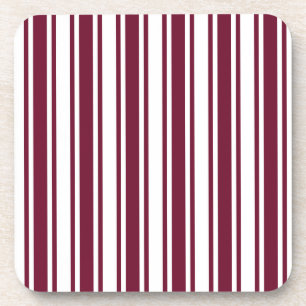Burgundy red and white candy stripes coaster