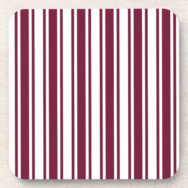 Burgundy red and white candy stripes coaster (Front)