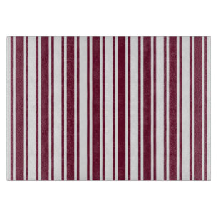 Burgundy red and white candy stripes cutting board