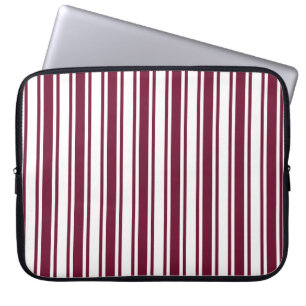 Burgundy red and white candy stripes laptop sleeve