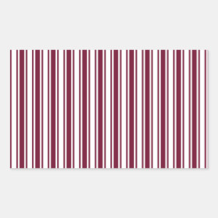 Burgundy red and white candy stripes rectangular sticker