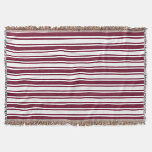 Burgundy red and white candy stripes throw blanket