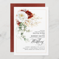 Burgundy Red and White Flowers Elegant Wedding