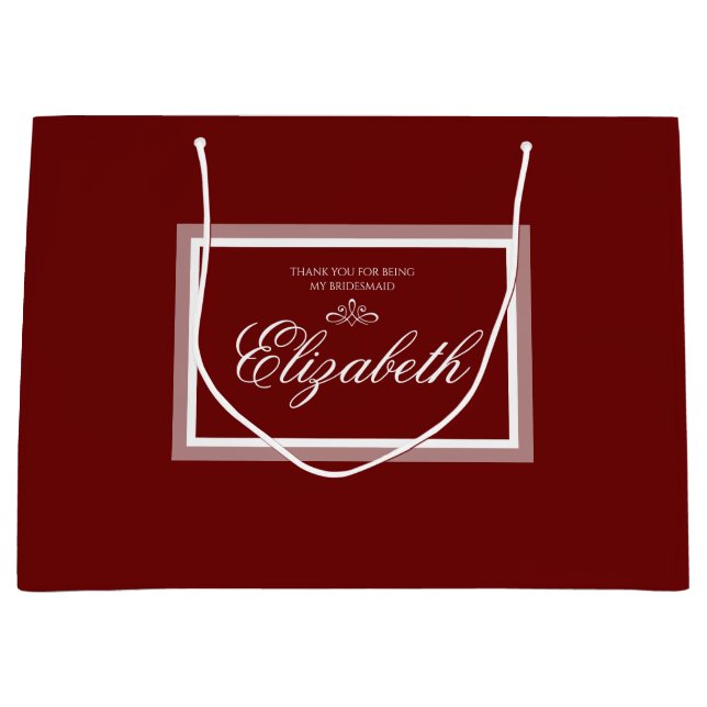 Burgundy red and white large gift bag (Front)