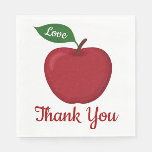 Burgundy Red Apple Thank You Wedding Party Country Napkin