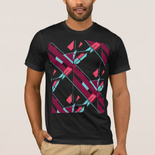 Burgundy Red Aqua Diagonal Southwest Art Abstract T-Shirt