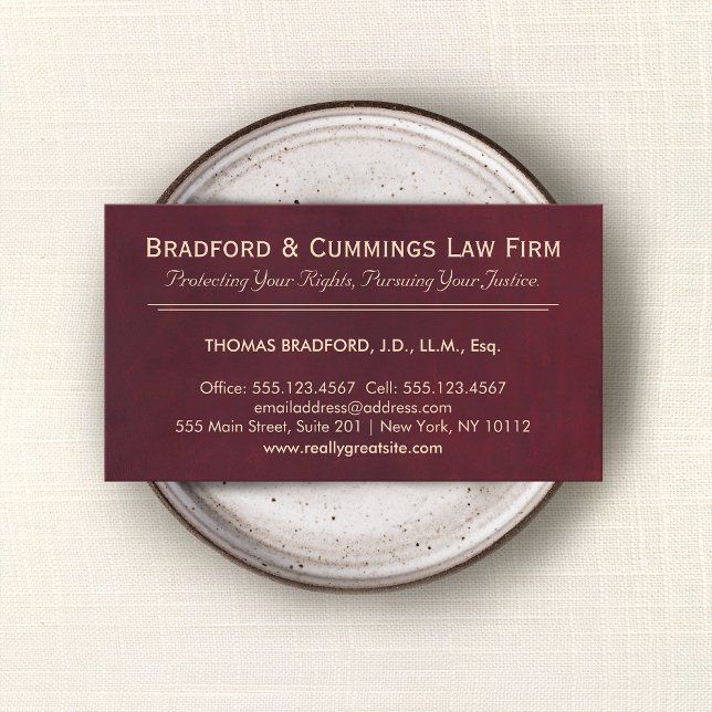 Burgundy Red Attorney Law Office Business Card (Creator Uploaded)