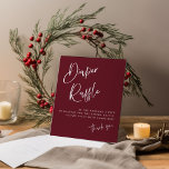 Burgundy Red Baby Shower Diaper Raffle Cardstock Poster<br><div class="desc">This burgundy red baby shower diaper raffle sign is perfect for a festive, gender-neutral Christmas-themed baby shower. The design features elegant yet rustic typography. For more baby shower invitation wording options, please see the complete burgundy collection: https://www.zazzle.com/collections/festive_burgundy_red-119761516971386025?rf=238296117664346256 This design measures 8 x 10 inches and is perfect for tabletop signs....</div>