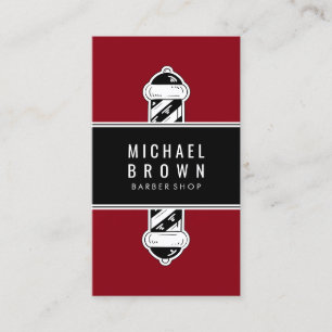 Burgundy Red Barber Pole Men hairstyling Business Card