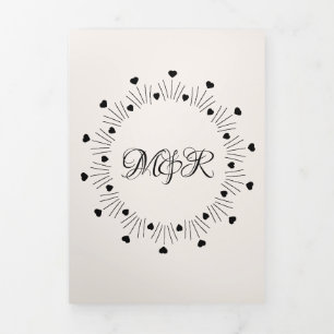 Burgundy Red Beige Hearts & Arrow Wedding Invite