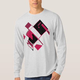 Burgundy Red Black Abstract Geometric MCM Look T-Shirt