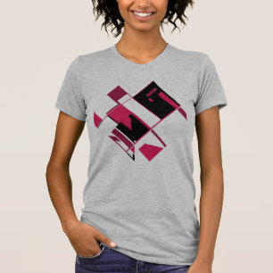 Burgundy Red Black Abstract Geometric MCM Look T-Shirt