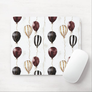 Burgundy Red Black Gold White Balloons Mouse Pad