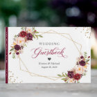Burgundy Red Blush Floral Gold Geometric Wedding