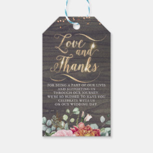 Burgundy Red Blush Floral Rustic Fall Thank You Gift Tags