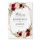 Burgundy red & blush geometric wedding sign