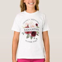 Burgundy Red Blush Pink Floral Flower Girl