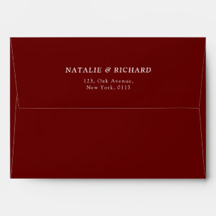 Burgundy Red blush pink floral watercolor wedding Envelope