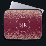 Burgundy Red Blush Pink Rose Gold Glitter Monogram Laptop Sleeve<br><div class="desc">Blush Pink - Rose Gold and Burgundy Red Faux Glitter and Sparkle Elegant Monogrammed Initials Case. This case can be customised to include your initial and first name.</div>