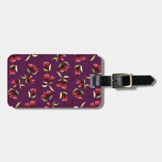 Burgundy Red Blush Pink Rustic Bohemian Floral Luggage Tag