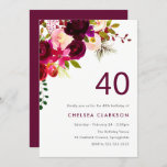 Burgundy Red Boho Floral 40th Birthday Party Invitation<br><div class="desc">Burgundy Red Boho Floral 40th Birthday Party Invitation
Matching collection in Niche and Nest store.</div>