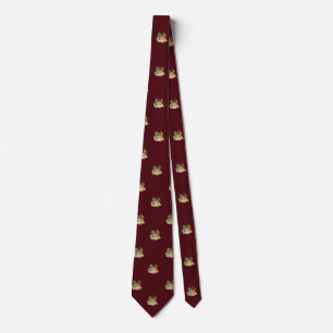 Burgundy Red Book and Flowers Work, Graduation Tie