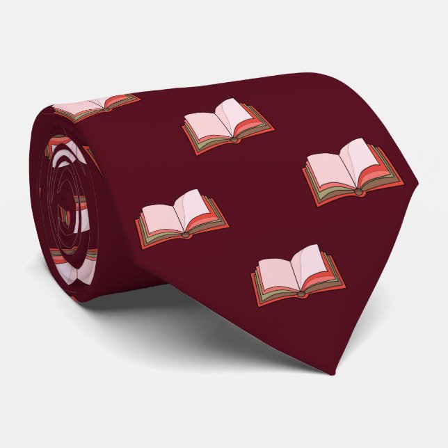 Burgundy Red Book Lover's Work, Graduation Tie (Rolled)