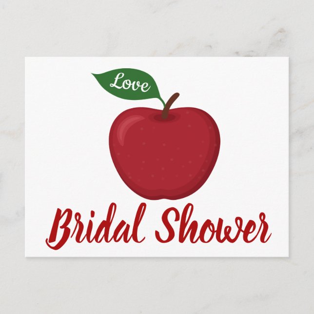 Burgundy Red Bridal Shower Apple Country Wedding Invitation Postcard (Front)