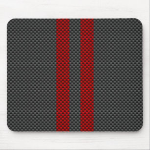 Burgundy Red Carbon Fibre Like Racing Stripes Mouse Pad