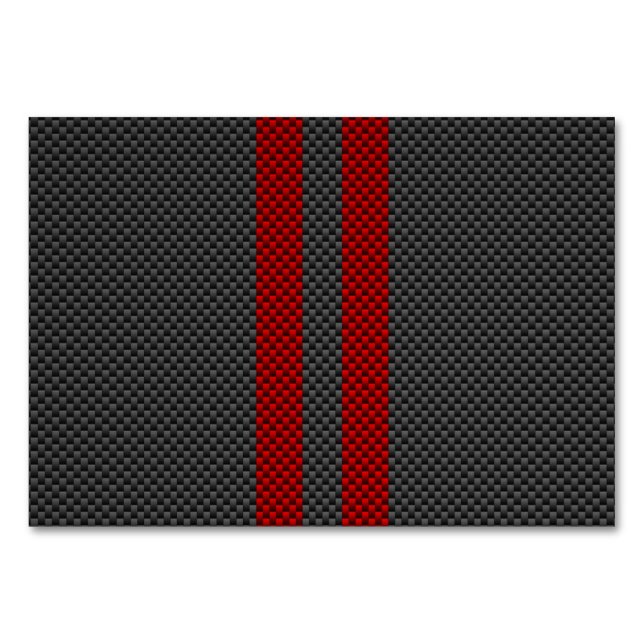 Burgundy Red Carbon Fibre Style Racing Stripes Table Number (Front)