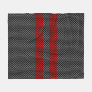 Burgundy Red Carbon Style Racing Stripes Decor Fleece Blanket