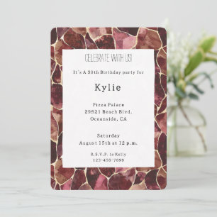 Burgundy Red Chic Abstract Birthday   Invitation