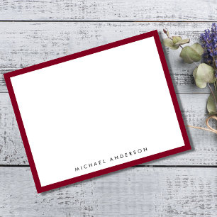 Burgundy Red Classic Border Correspondence Card