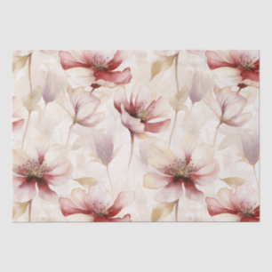 Burgundy Red Cream Floral Bridal Shower Tissue Paper