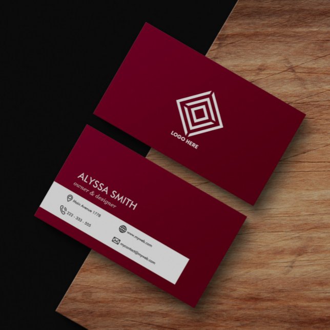 Burgundy Red Custom Elegant Simple Personalised Business Card (Creator Uploaded)