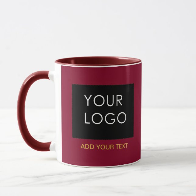 Burgundy Red Customisable Business Add Your Logo   Mug (Left)