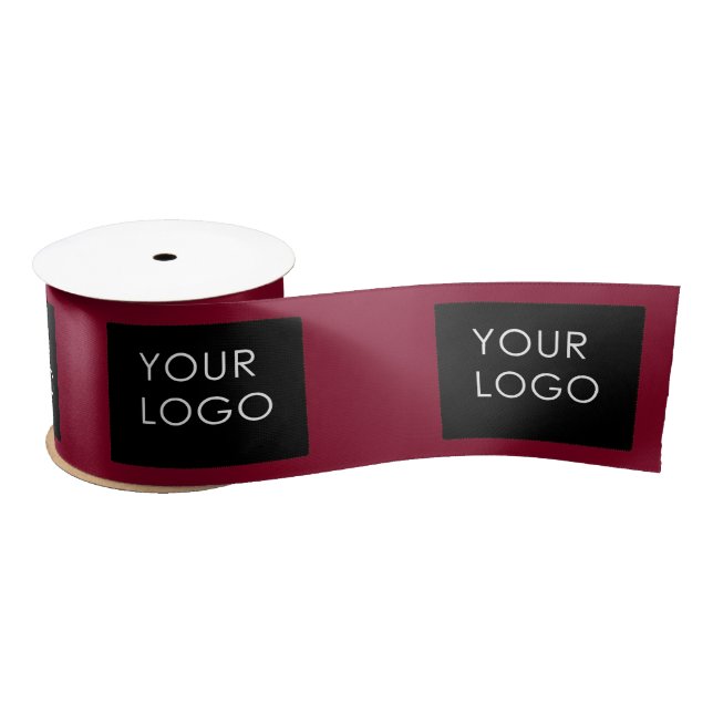 Burgundy Red Customisable Business Add Your Logo   Satin Ribbon (Spool)
