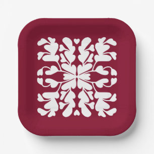 Burgundy red deco paper plate