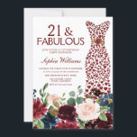 Burgundy Red Dress 21st Birthday Party Invitation<br><div class="desc">Burgundy Red Dress 21st Birthday Party Invitation with burgundy blush watercolor flowers

See matching collection in Niche and Nest Store

Many thanks</div>